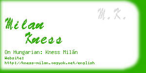 milan kness business card